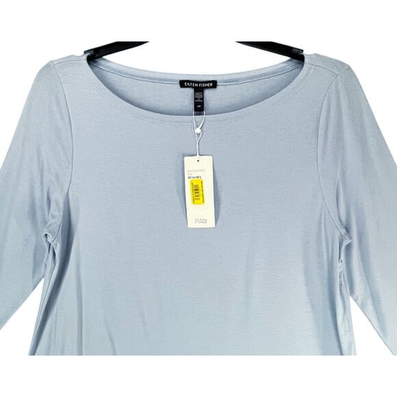 Eileen Fisher Top Womens S Blue Tencel Jersey Boat Neck LongTunic Shirt - Picture 3 of 14